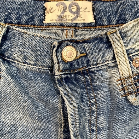 Free People We the Free Makai Distressed Blue Fray Hem Button Fly Denim Shorts - Picture 7 of 11